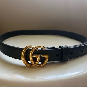 GG MARMONT THIN LEATHER BELT WITH SHINY BUCKLE (75)